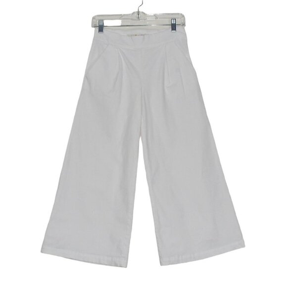 Marie Oliver Crop Wide-Leg Solid White Pant Size 0 - Picture 1 of 11